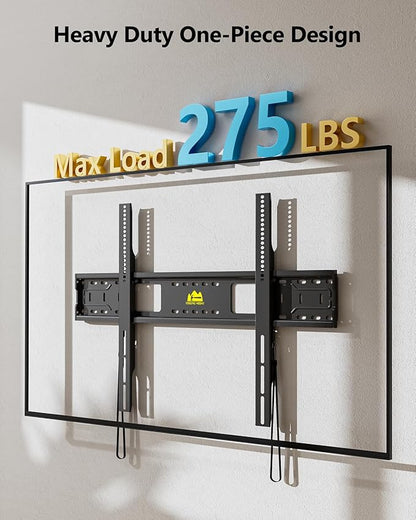 FORGING MOUNT Heavy Duty Fixed TV Wall Mount Holds up to 275Lbs for 55-120 inch TVs 3-Stud Low Profile TV Mount Ultra Slim Universal Bracket Fits 16"/18"/24" Studs MAX VESA 900x600mm- Easy DIY Install