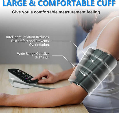 Blood Pressure Monitor, Automatic Upper Arm Blood Pressure Monitors for Home Use with Digital LED Display, Adjustable Blood Pressure Cuff 9-17'' with 2×199 Sets Memory (White)