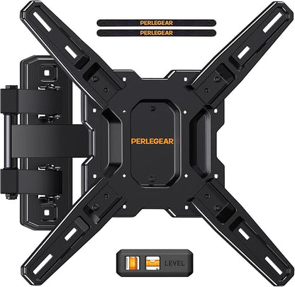 Perlegear Full Motion TV Mount for Most 26–65 inch Flat or Curved TVs up to 82 lbs, Wall Mount TV Bracket with Articulating Arms, Tool-Free Tilt, Swivel, Extension, Max VESA 400x400mm, PGMF3