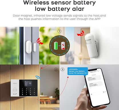 PGST WiFi Alarm System for Home Security,16 PCS Wireless Home Security System with DIY Expandable Door Alarm Sensor,Motion Detector,Tuya APP Instant Alerts for Villa,Apartment,No Monthly Fee
