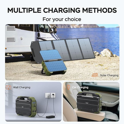 BLAVOR Portable Power Station 1600W (Peak 3200W), Built-in Solar Panel, 1024Wh LiFePO4 Battery, 100W USB-C Fast Charge, Solar Generator for Home Backup, Camping, Power Outages & RV