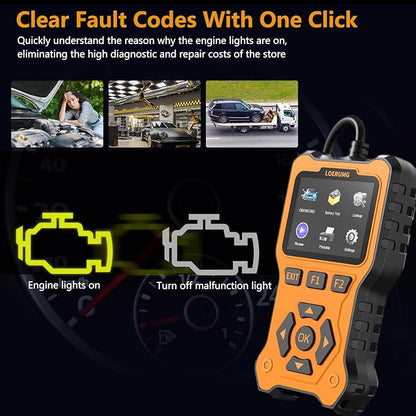 LOERUMG OBD2 Scanner Diagnostic Tool, Enhanced Check Engine Code Reader, Car OBDII/EOBD Scanner with Fault Code Reset & I/M Readiness Auto Engine Light Diagnostic Scan Tool for Vehicles After 1996.