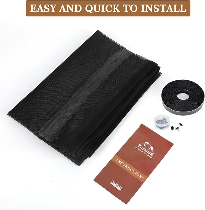 Yotache Left Right Side Opening Magnetic Screen Door Fits Door Size 38 x 82, Reinforced Polyester Net Curtain, Actual Screen Size 40" x 83" Black