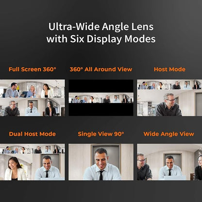 j5create 360 Degree All Around Meeting Webcam - 1080P HD Video Conference Camera with High Fidelity Microphone, USB-C | for Video Conferencing, Online Classes, and Collaboration (JVCU360)