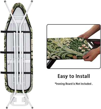 ZXFYGDX Cover for Ironing Board, William Morris Prints Table Top Ironing Board Cover with Nylon Buckle Straps and Elastic Edges Easy to Install, Standard Size Suitable for 17x49 Inch Ironing Board L