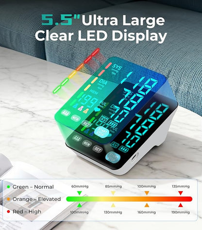 YONLO Blood Pressure Monitor, Automatic Upper Arm Blood Pressure Monitors for Home Use, 2 Blood Pressure Machine Cuff(9-17in & 13-21in) with Large LED Backlit Display, 3x199 Reading Memory Users White