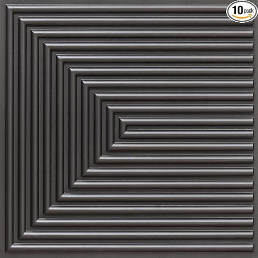 From Plain To Beautiful In Hours 9004 Depth Tier PVC 12 in x 12 in Peel and Stick Wall Panels (Covers / 10 sq.ft), Metallic Grey, 10 Piece