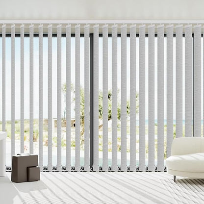 Blindify Motorized Vertical Blinds Compatible with Alexa Google Home, Light Filtering Sliding Door Shades Smart Vertical Blinds Remote Control Customize, Jacquard Silver