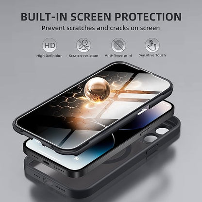 BERFY Magnetic for iPhone 14 Pro Max Case, Compatible with MagSafe, Built-in Privacy Screen Protector and Upgraded Camera Protection, Anti-Spy Full Body Shockproof Phone Case for 14 Pro Max 6.7",Black