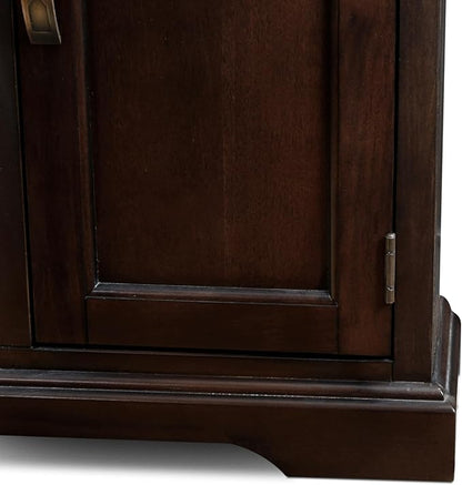 Leick Home 81360 Iverson Three Door TV Stand for 65 Inch TVs, 60 Inch, Chocolate Cherry Brown, Hardwood with Bronze Glass, Adjustable Shelves, Wood Entertainment Console