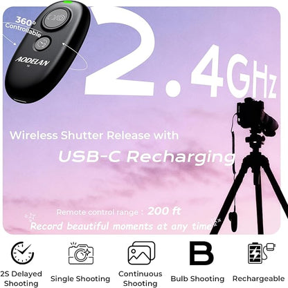 Upgraded USB-C Rechargeable Wireless Remote Control,AODELAN Camera Shutter Release Compatible with Panasonic S5IIX, BS1H, GH6, GH5II, GH4, GH3, FZ1000II, FZ2500, FZ300