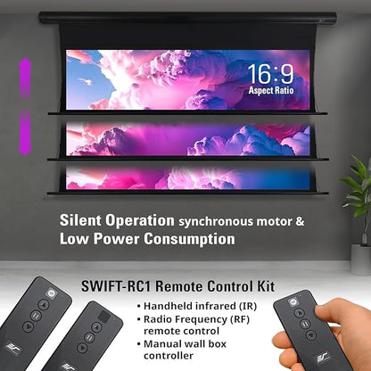 Elite Screens Saker Tab-Tension AcousticProUHD RC1 Kit, 100-INCH 24" Drop Acoustically Sound Transparent Projector Screen, SKT100UH2-E24-AUHD