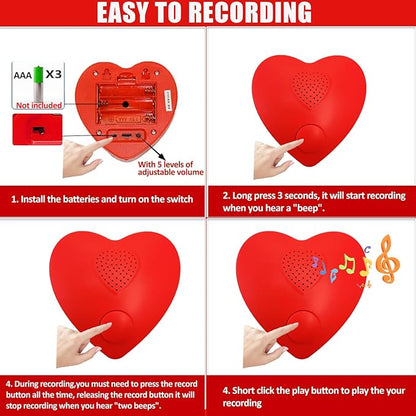 Voice Recorder for Stuffed Animal,JRGKJCP 5min Personal Voice Message Recordable Sound Recorder Chips Module for Christmas Plush Toy and Manual DIY Creative Sound Presents for Boyfriend(Red)