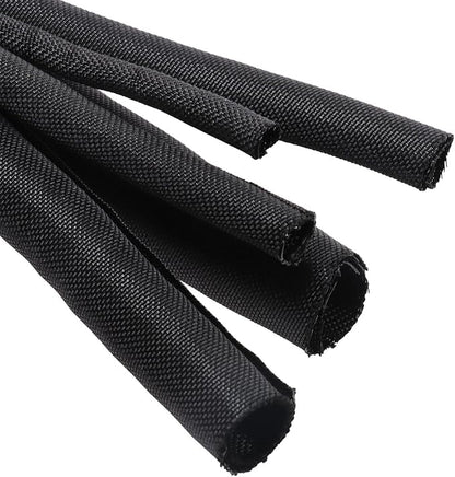 Sonoreboom Braided Wire Loom Mesh Woven Black Split Sleeving for Automotive Wires/Audio Video Cable/Multi-Cable Strings (1/4" - 28 Feet)