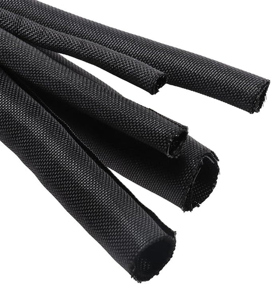 Sonoreboom Braided Wire Loom Mesh Woven Black Split Sleeving for Automotive Wires/Audio Video Cable/Multi-Cable Strings (1/4" - 28 Feet)