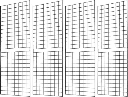 7RiversART Grid Wall Commercial Grade Gridwall Panels – Heavy Duty Grid Panel for Any Retail Display Wall Grid 2' Width x 6' Height, Black (Pack of 4) Easily Portable