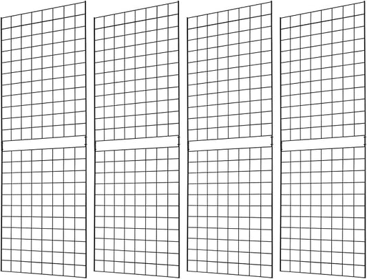 7RiversART Grid Wall Commercial Grade Gridwall Panels – Heavy Duty Grid Panel for Any Retail Display Wall Grid 2' Width x 6' Height, Black (Pack of 4) Easily Portable