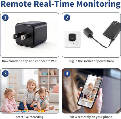YIDOFFY 1080P WiFi Security Camera with Night Vision, Motion Detection, Indoor Monitoring System for Home Office Baby Pet, Black Mini Camera with Loop Recording