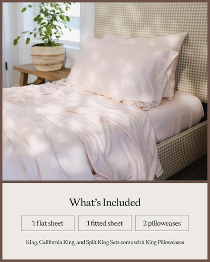 Cozy Earth Luxury Bed Sheet Set - 100% Viscose from Bamboo Fabric, Ultra-Soft & Breathable, Fits Regular & Deep Pocket Mattresses up to 20" - 4 Pieces Full Sheet Set - Peony