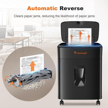 Bonsaii 100 Sheets Auto Feed Paper Shredder, Up to 30 Minutes Shredders for Home Office Use, Micro-Cut Heavy Duty Shredder / 4.2 Gallons/Security Level P-4 (C231-D)