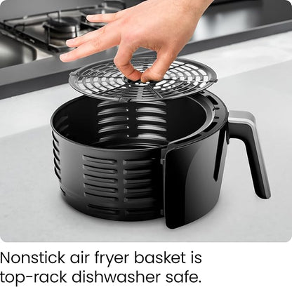 CHEFMAN Small Air Fryer Healthy Cooking, 3.6 Qt, Nonstick, User Friendly and Dual Control Temperature, w/ 60 Minute Timer & Auto Shutoff, Dishwasher Safe Basket, Matte Black, Cookbook Included