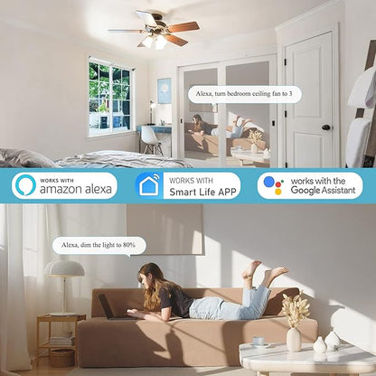 Universal Hunter Ceiling Fan Remote Control Kit, Smart Wi-Fi Control Kit for Hunter Harbor Breeze Hampton Bay, Compatible with Alexa, Google Assistant and Smart Life App, 3-Speed, Light Dimmer