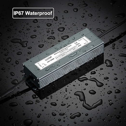 LLTOP LED Power Supply 24V 8.3A 200W LED Driver AC90-130V to 24VDC Converter Low Voltage Transformer Waterproof for Indoor Outdoor LED Lighting