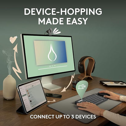 Logitech Pebble Keys 2 K380s, Multi-Device Bluetooth Wireless Keyboard with Customizable Shortcuts, Slim and Portable, Easy-Switch for Windows, macOS, iPadOS, Android, Chrome OS - Tonal White