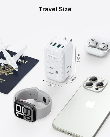 TROND Outlet Extender with 360 Rotating Plug, 3 AC Outlet Splitter with 2 PD 20W USB C Charger, USB Wall Plug Adapter, A Small Charging Station for Kitchen Bathroom Cruise Ship Travel Essentials