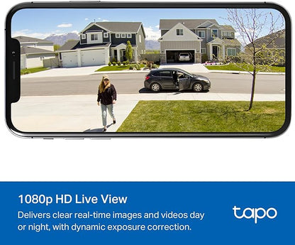 TP-Link 𝗧𝗮𝗽𝗼 Wireless Outdoor Security Camera, 1080P, Up to 180 Days of Battery Life, Free Person Detection, SD/Cloud Storage, Spotlight Color Night Vision, No Hub Needed, Works w/Alexa, Tapo C402