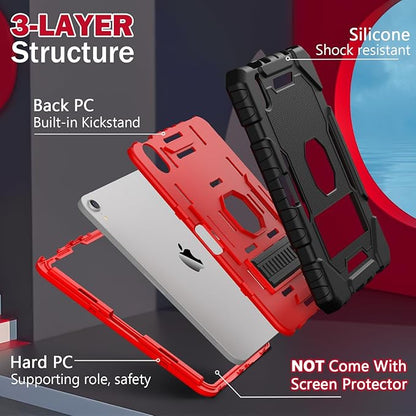 Grifobes Case for iPad Mini 7 (A17 Pro) 2024 / Mini 6 2021 8.3 inch, Heavy Duty Shockproof Rugged Cover with Pencil Holder Stand, for I Pad Mini 7th/6th Gen 8.3" Case for Kids Boys (Black+Red)