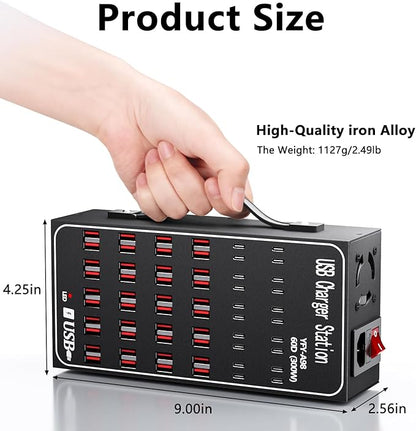 300W USB Charging Station, 60 Port USB C Charger Block, USB Charger hub for Multiple Devices, USB C Multi Charge Compatible with iPhone 17 16 15 14 13, iPad, Samsung Galaxy S23 S24, Pixel