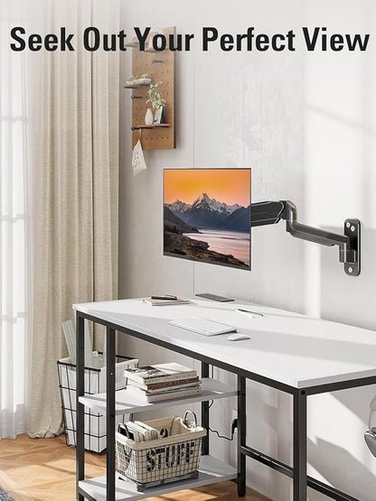 DreamAxis Single Monitor Wall Mount for 13-32" Computer Screens, Gas Spring Monitor Arm Holds Up to 19.8 lbs, Full Motion Height Adjustable Wall Bracket, 75x75/100x100mm VESA Mount, XD7001