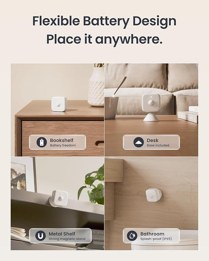 SwitchBot Smart mmWave Radar Motion Sensor, Bluetooth Presence Sensor with Dynamic Detection & Zone Positioning, Compatible with Alexa, HomeKit & Apple Home via SwitchBot Hub, 2-Year Battery Life