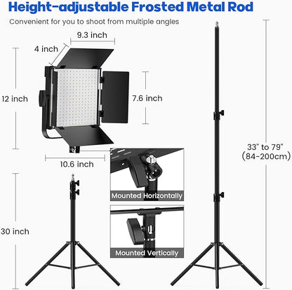 Photography Video Lighting Kit, Upgraded Bi-Color LED Video Studio Lights with Dimmable 2500k~8500k and 79" Light Stand for Camera Photo Recording Filming Stage Shooting Streaming YouTube TikTok