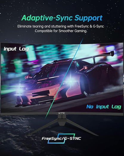 KTC 27 inch Gaming Monitor, 1440P Curved Monitor, 180Hz, 144Hz, 2K, 1500R, 1ms, FreeSync/G-Sync Compatible, DisplayPort/HDMI/USB, Ultrawide PC Vesa/Wall Mount Computer Monitor, H27S17