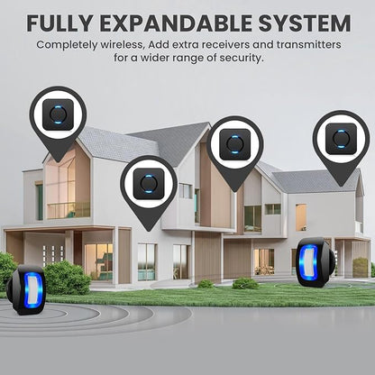 Wireless Motion Sensor LED Light - Motion Detector Alarm Chimes Door Sensor with 500 FT Range Security Alert Monitor System for Home, Business, Store, Office, School