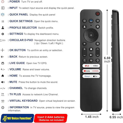 Replacement Remote Only for TCL-Google-TV-Remote-Control, for TCL 4K Google Smart TV UHD HDR QD-MINI-LED QLED