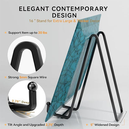 IPAME 16 Inch Heavy Duty Plate Stand (2 Pack) - Metal Display Easel for Large Plates, Picture Frames, Signs, Posters, Decorative Platters