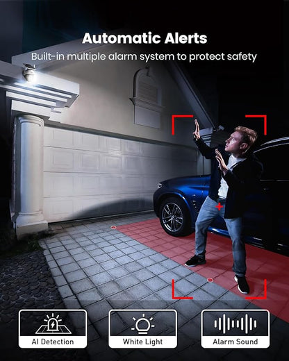AOSU Solar Camera Security Outdoor - 100% Wire-Free Security Cameras Wireless Outdoor for Home Surveillance with Fixed Solar Panel, 360° Panoramic View, Human Auto Tracking, 2K Color Night Vision