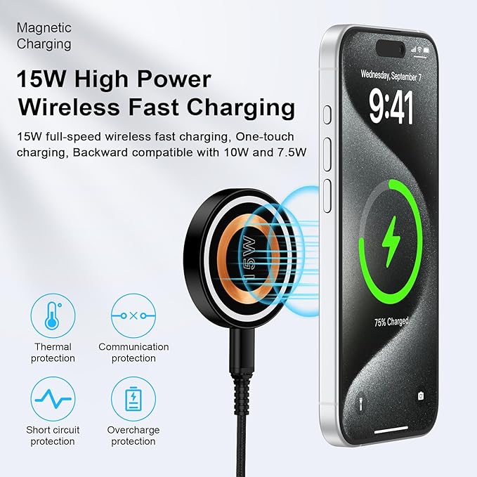 Magsafe Charger Samsung Wireless Charger Fast Charging Pad Magnetic Charger for Android Samsung S25 Ultra S25 Plus S25 S24 S23 S22 S21 S20 S10,Magnetic Charger Stand for iPhone 16 15 14 Pro Max Plus