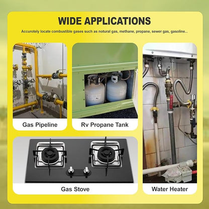 Upgraded 4 Gas Monitor Multi Gas Detector, Yfwsrecinoe Gas Leak Detector, Rechargeable 4 Gas Monitor Ex H2s Co O2 with LCD Multiple Indicator (Yellow)