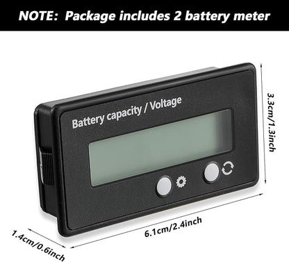Frienda 2 Pieces Dc 12v 24v 36v 48v 60v 72v 84v Golf Cart Battery Meter with Alarm, Front Setting and Switch Key Battery Capacity Voltage Indicator Gauge Acid and Lithium Ion Indicator(Blue)