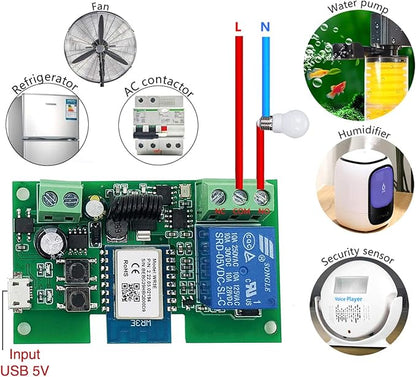Newgoal WiFi Inching/Selflocking Relay Modules WiFi Momentary Switch with 433 MHz RF Remote Control(Tuya SmartLife APP)