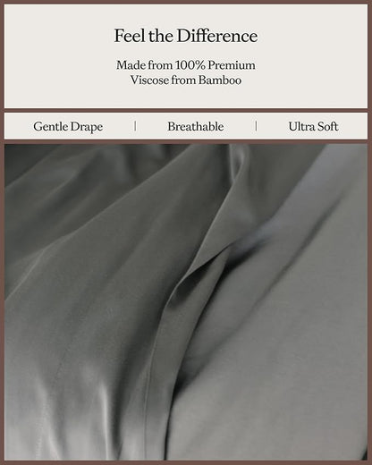 Cozy Earth Luxury Bed Sheet Set - 100% Viscose from Bamboo Fabric, Ultra-Soft & Breathable, Fits Regular & Deep Pocket Mattresses up to 20" - 4 Pieces Split King Sheet Set Dove Grey