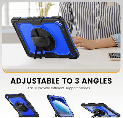 Timecity for iPad Air 3/ Pro 10.5 Inch Case, 360° Rotating Stand, Pencil Holder, Shockproof with Screen Protector & Shoulder Strap - Heavy Duty Protection Case for iPad Air 3rd Gen - Drak Blue