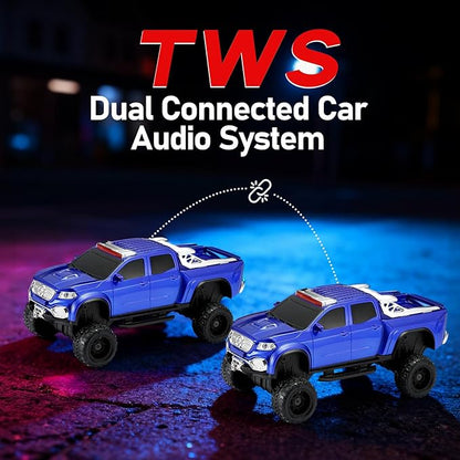 WSTER WS-X65 Pickup Truck Replica Bluetooth Speaker – HD Sound, FM Radio, TWS Stereo, LED Party Lights, USB/TF Playback, Built-in Mic – Cool Portable Car Design Speaker for Outdoors & Home (Blue)