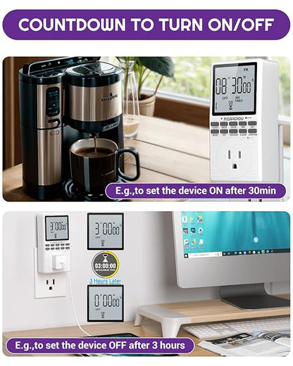 Outlet Timer, NEARPOW Multifunctional Programmable Timer with Countdown and 7-Day Digital Infinite Repeat Cycle Intermittent, 19 ON/Off Programs for Electrical Outlets, 3 Prong, 15A/1800W