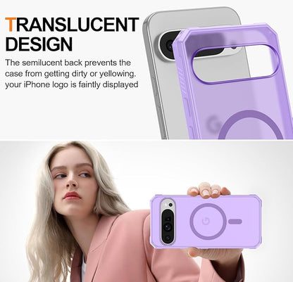 Magnetic for Google Pixel 9 Pro XL Case, [Military Grade Drop Protection] [Compatible with MagSafe] Shockproof Slim Translucent Matte Anti-Slip for Women Girls Men Case, Lavender