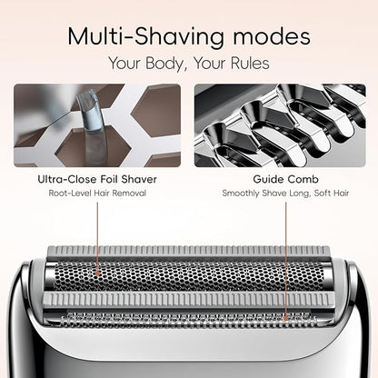 yoose Electric Razors for Women, IPX7 Alloy Body Bikini Trimmer for Women (USB-C, Trimmer Comb, Multi Shaving Modes), Portable Size, Radiant Gold